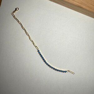 7'' Colored Four Prong Half Blue Stone Bracelet